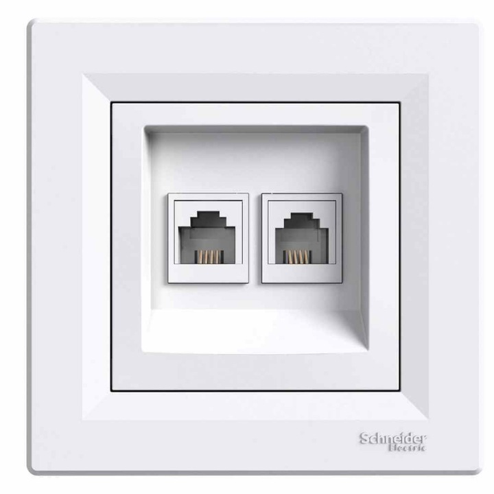 Телефонна розетка, RJ11, Schneider Electric, бяла