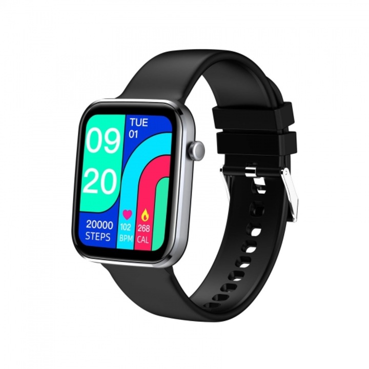 Smartwatch Celly, Trainerwatch, 1.69", GPS, Ritm cardiac, Monitorizare somn, Contor de calorii, Da Fit, Negru