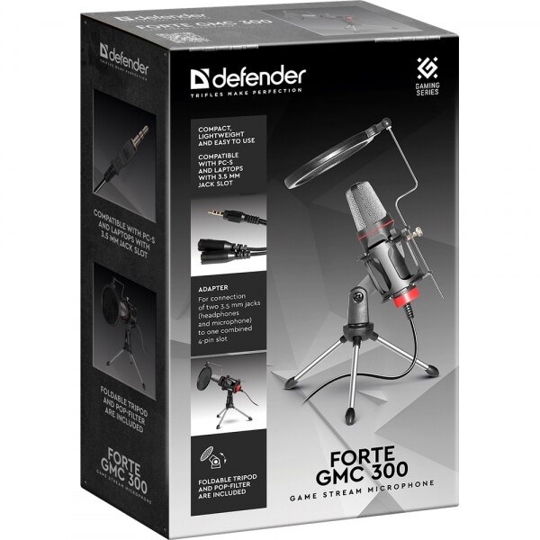 Жичен микрофон, Defender, Forte GMC 300, 3.5m, черен - eMAG.bg