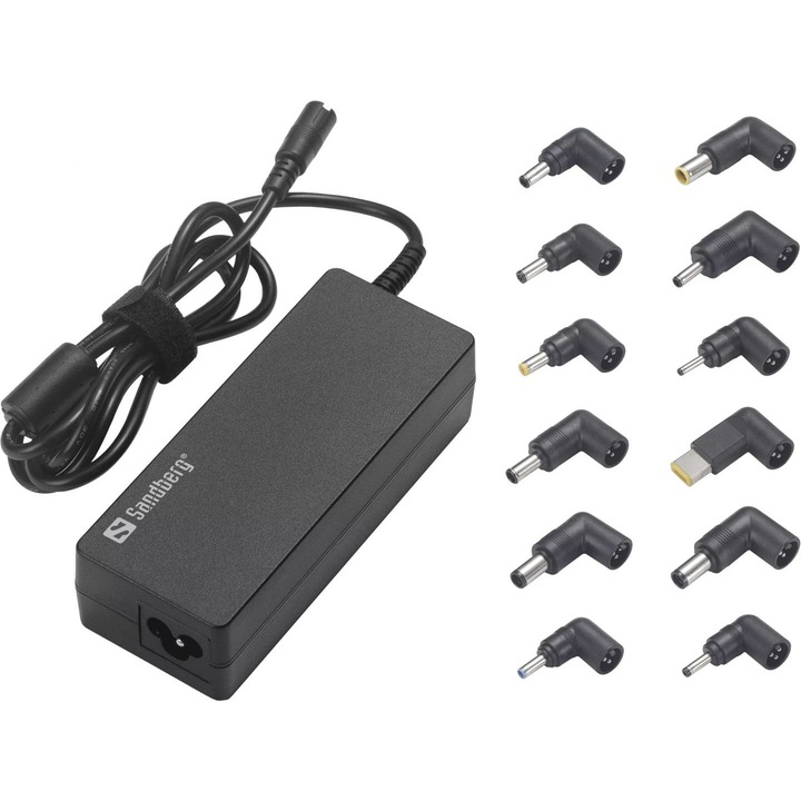 AC адаптер, Sandberg, 90W, EU+UK, черен