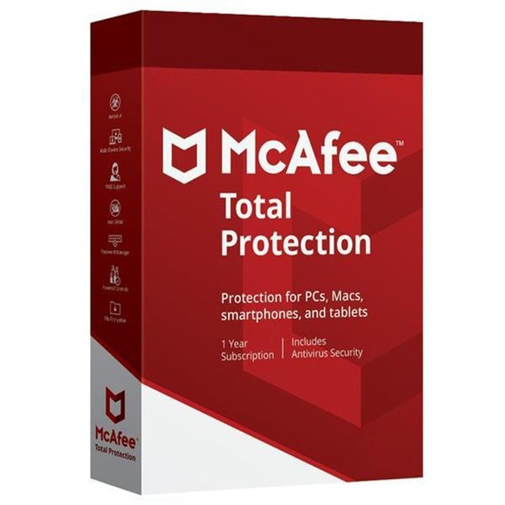 Antivirus, McAfee, Total Protection, 1 dispozitiv, 2022