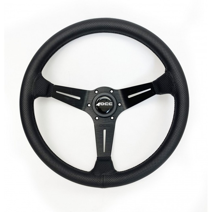Volan pentru masini de curse, OCC Motor Sport, Piele/Aluminiu, 350 mm, Negru