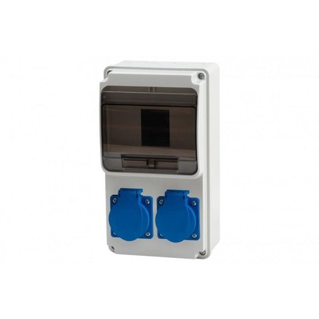 Elektromos panel, F-Elektro, 6 modul, 2x230V, IP54/IP44, N/PE, szürke ...