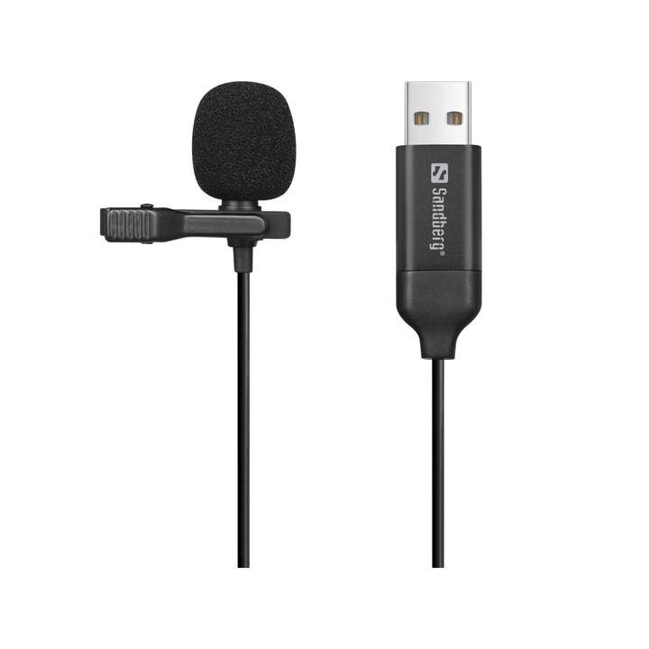 Sandberg Streamer USB Clip Microfon Negru, Microfon/Casti