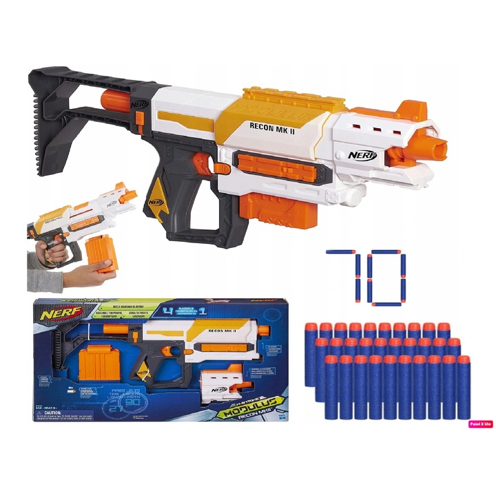 Играчка пушка Nerf Elite Modulus Recon MK-11, 4 версии, 6 стрелички, 27 м, многоцветна