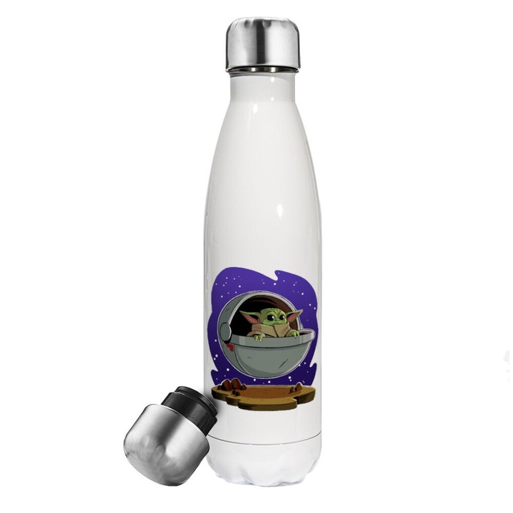 Termos din otel inoxidabil, 500ml, design ergonomic, capac etans, alb