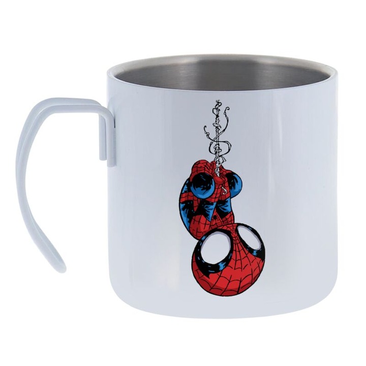 Cana cu perete dublu, Spiderman, Inox, 400ml
