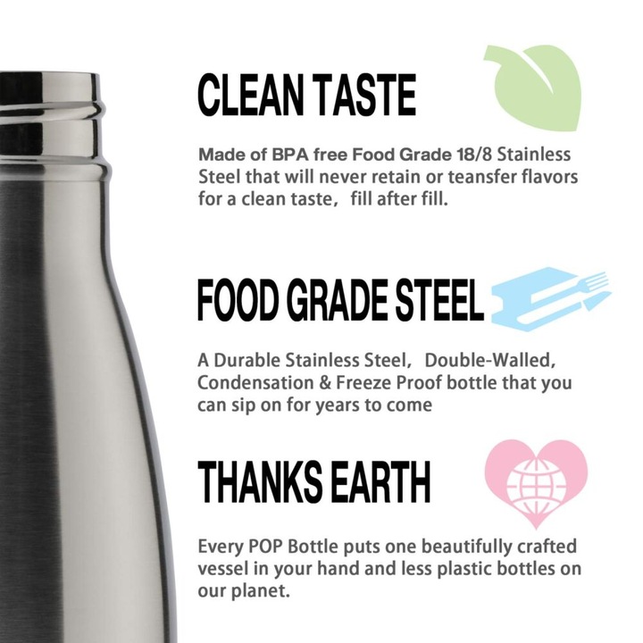 Termos din inox dublu perete, 500ml, capac etans, reciclabil