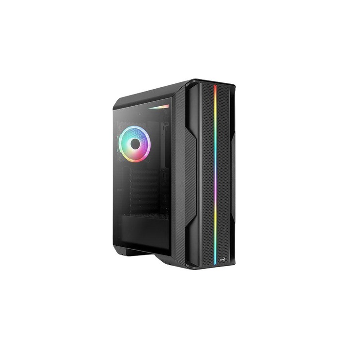 Кутия Aerocool Splinter Duo, RGB, закалено стъкло, черно, CAAC364