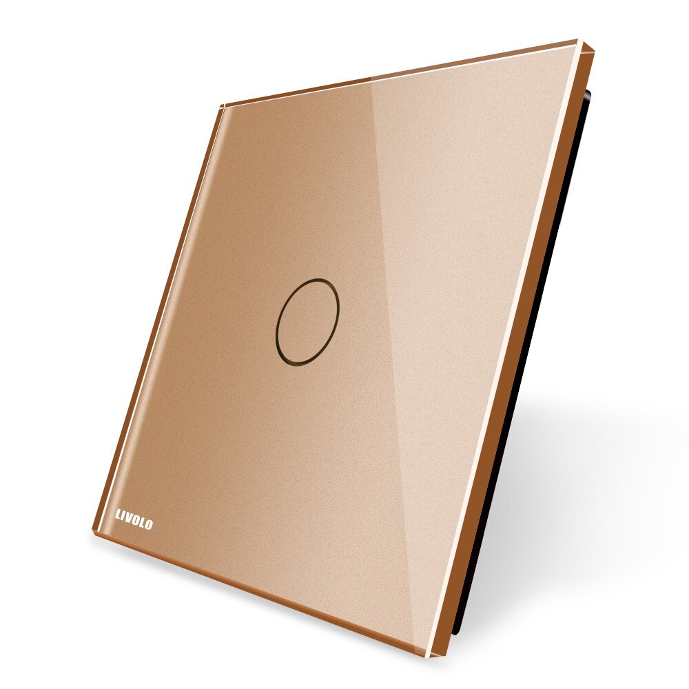 Panou intrerupator cu touch Livolo din sticla, Auriu (Modulul intrerupatorului nu este inclus in pret)