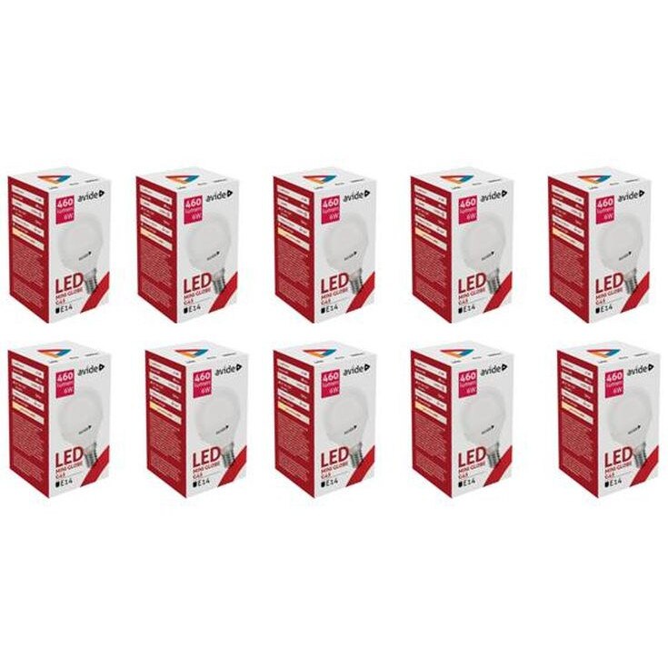 Set 10 Becuri Avide LED Mini Globe G45 6W E14 3000K lumina calda