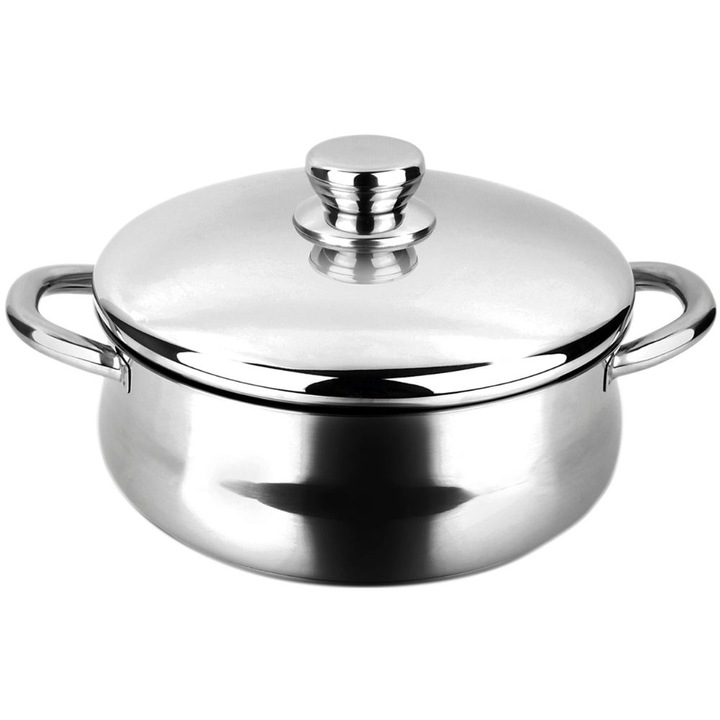 Касерола Fagor Silverinox 20, Капацитет 2.8 литра, Диаметър 20 см, Инокс