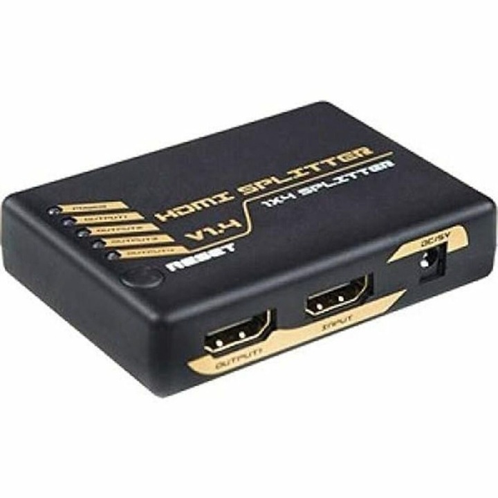 Splitter, Dcu Tecnologic, 1 x 4 HDMI, Negru