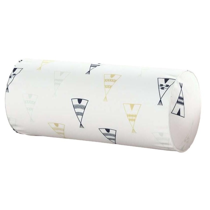 Декоративна възглавница във формата на цилиндър, Dekoria, Полиестер, 40x16 см, Бяла