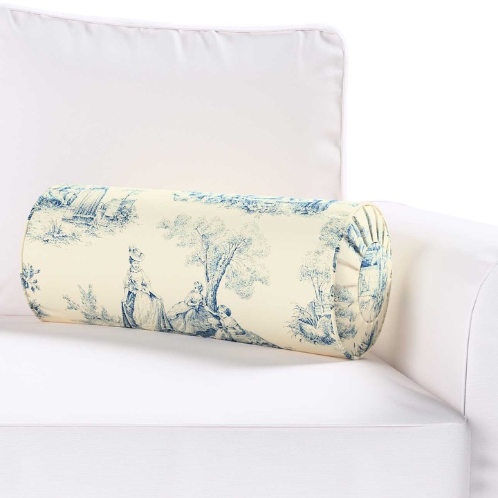 Плисирана възглавница, Dekoria, 20 x 50 см, Цилиндричен модел, С шарка, Бежов