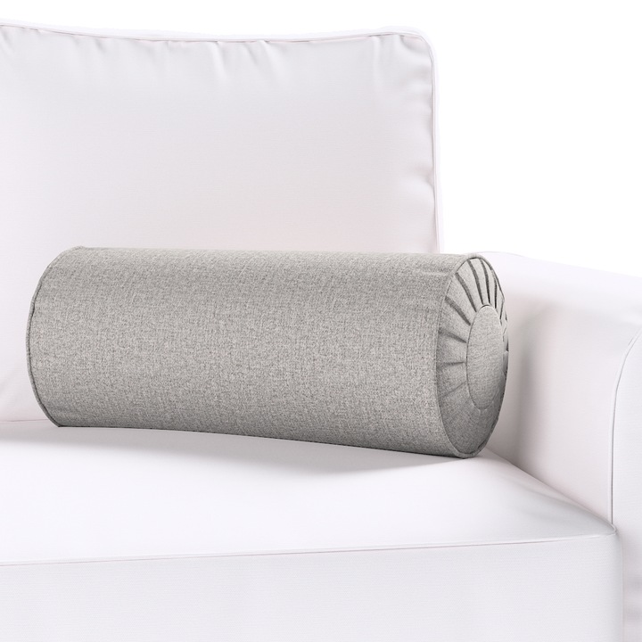 Възглавница с плисета, Dekoria, 20 x 50 см, Цилиндричен модел, Сива