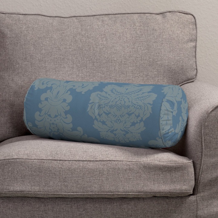 Възглавница с плисета, Dekoria, 20 х 50 см, Тип Ролка, Синя