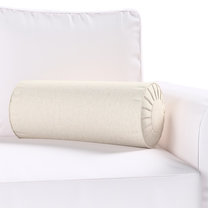 Плисирана възглавница, Dekoria, 20 х 50 см, Цилиндричен модел, Бяла