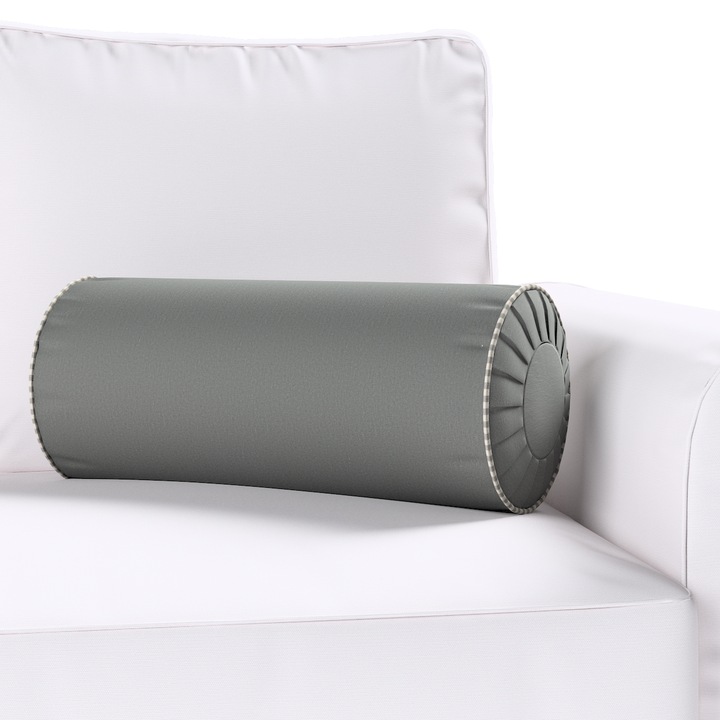 Възглавница с плисета, Dekoria, 20 x 50 см, Цилиндричен модел, Сива