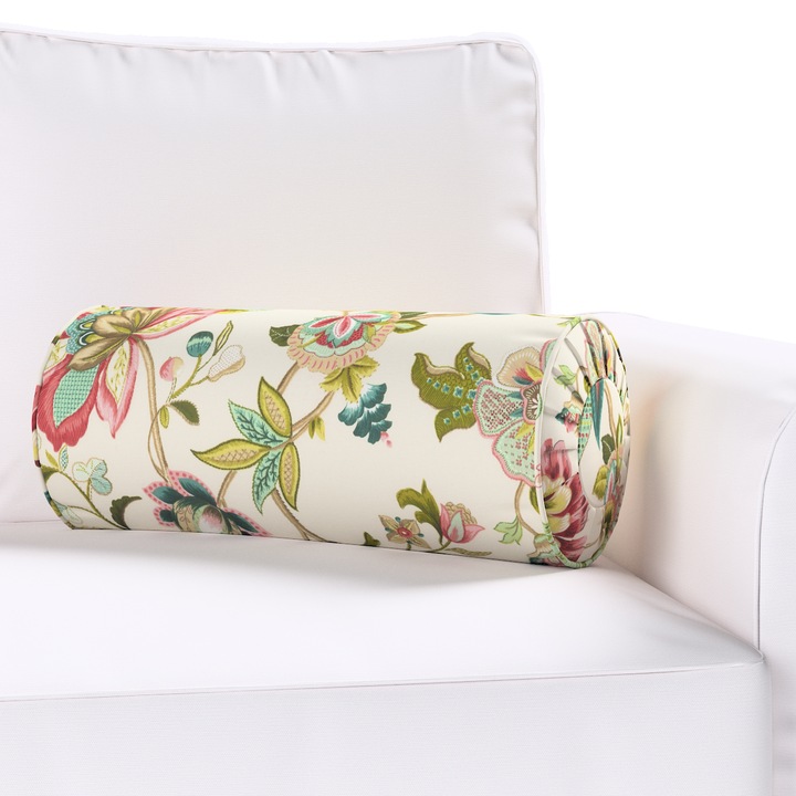 Възглавница с плисета, Dekoria, 20 х 50 см, Цилиндричен модел, С шарка, Многоцветна