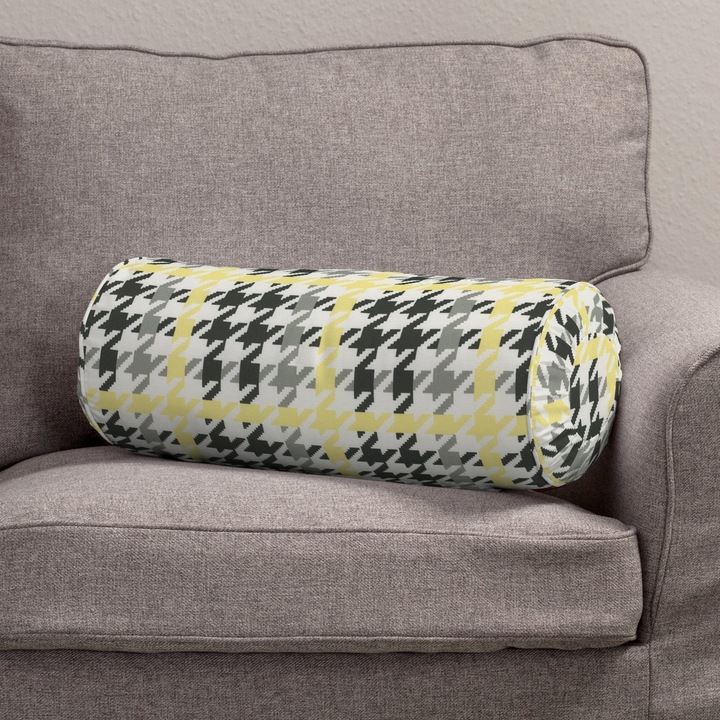 Възглавница с плисета, Dekoria, 20 х 50 см, Цилиндричен модел, С шарка, Многоцветна