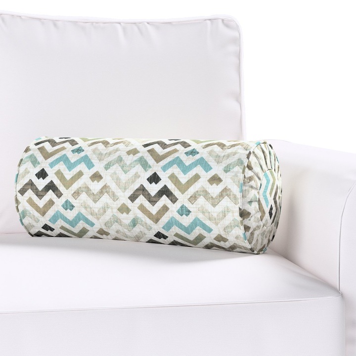 Възглавница с плисета, Dekoria, 20 х 50 см, Цилиндричен модел, С шарка, Многоцветна