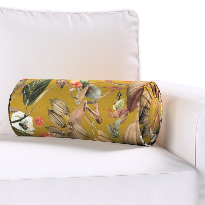 Възглавница с плисета, Dekoria, 20 х 50 см, Цилиндричен модел, С шарка, Многоцветна