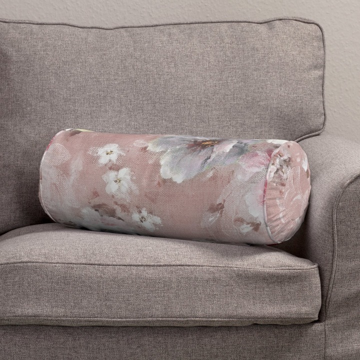 Възглавница с плисета, Dekoria, 20 х 50 см, Цилиндричен модел, С шарка, Многоцветна