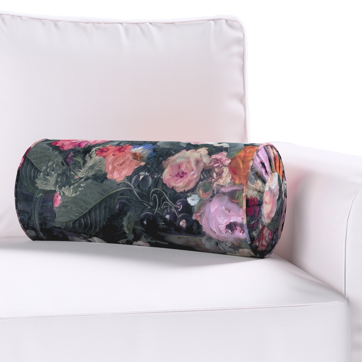 Възглавница с плисета, Dekoria, 20 х 50 см, Цилиндричен модел, С шарка, Многоцветна