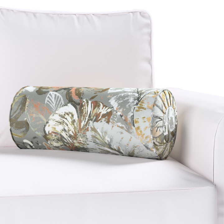 Възглавница с плисета Dekoria, 20 х 50 см, Цилиндричен модел, С шарка, Многоцветна