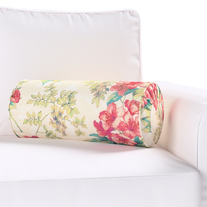 Възглавница с плисета, Dekoria, 20 х 50 см, Цилиндричен модел, С шарка, Многоцветна