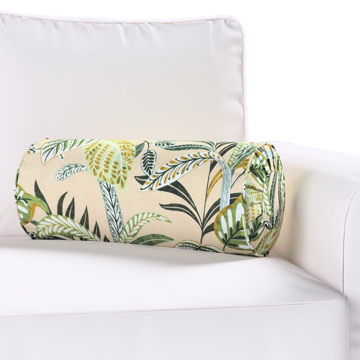 Възглавница с плисета, Dekoria, 20 х 50 см, Цилиндричен модел, С шарка, Многоцветна