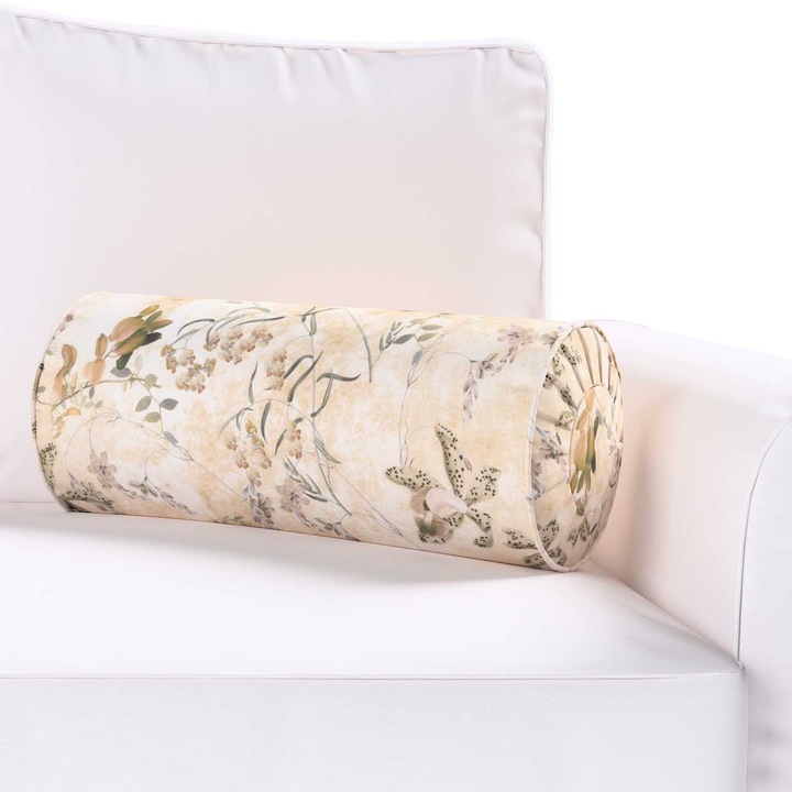 Възглавница с плисета, Dekoria, 20 х 50 см, Тип руло, Флорален принт