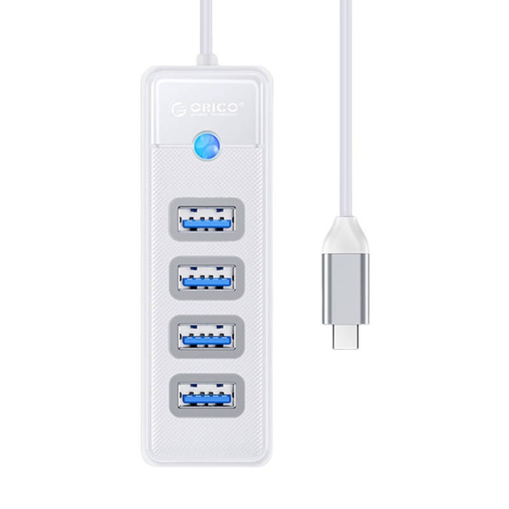 Orico USB-C към 4x USB 3.0 5 Gbps адаптер хъб, 0,15 м (бял)