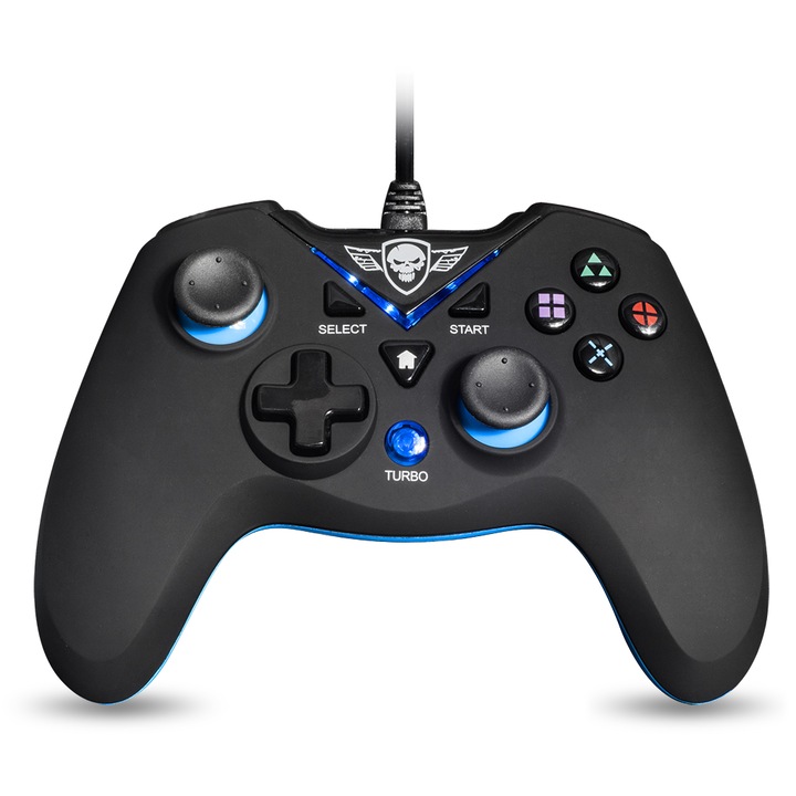 Spirit of Gamer SOG-WXGP Gamepad, USB, Vibration, PC és PS3 kompatibilis, Fekete/Kék