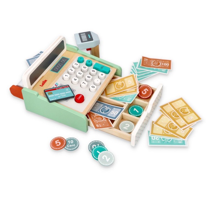 Casa de marcat pentru copii, Lelin, Lemn, +3 ani, Multicolor