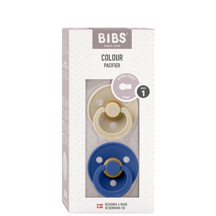 Set 2 suzete, BIBS, Silicon, Bej/Albastru