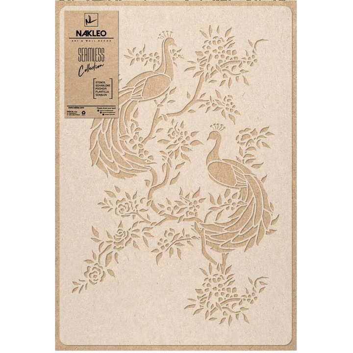 Sablon decorativ, Nakleo, Paun, Reutilizabil