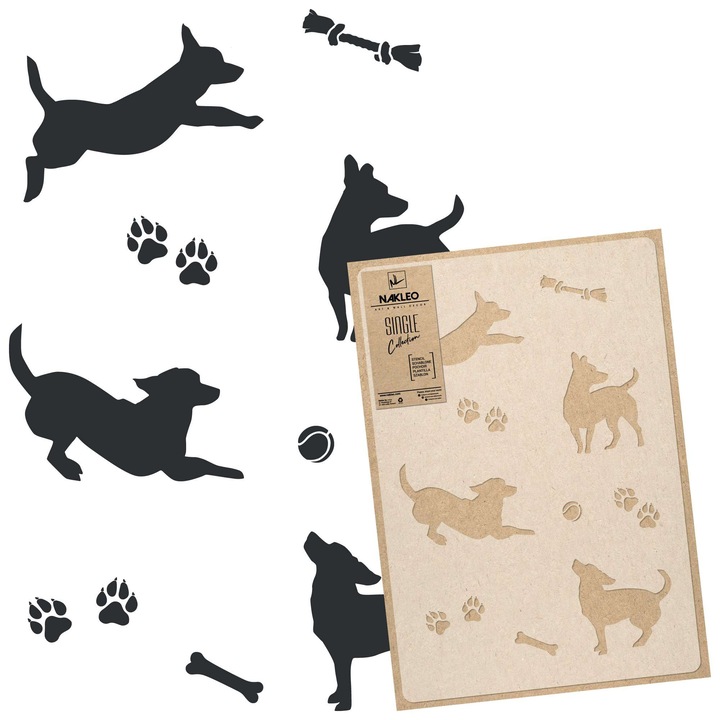 Sablon decorativ reutilizabil, Nakleo, Caini, 59 x 95 cm