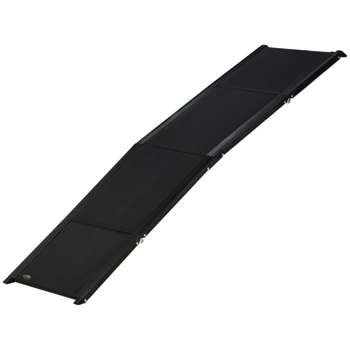 Rampa pentru caini, P;awHut, MDF/Aluminiu, 158x43.5x2.5cm, Negru