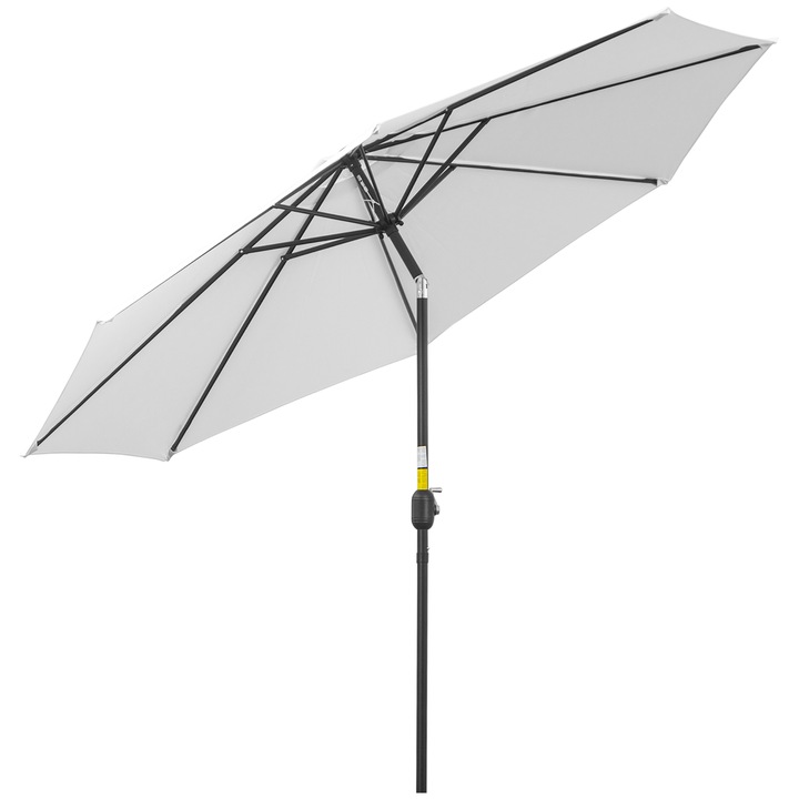 Umbrela de soare de gradina, Outsunny, Metal/Poliester, Φ292cm, Alb