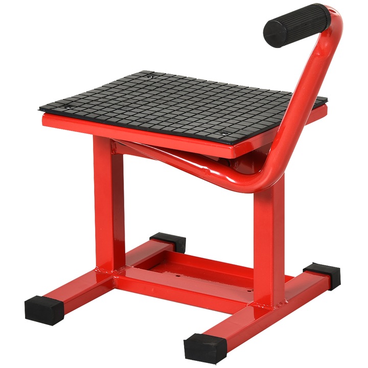 Suport de padock, Durhand, Otel, Pentru motociclete, max 150 kg, 48x34x43 cm, Rosu