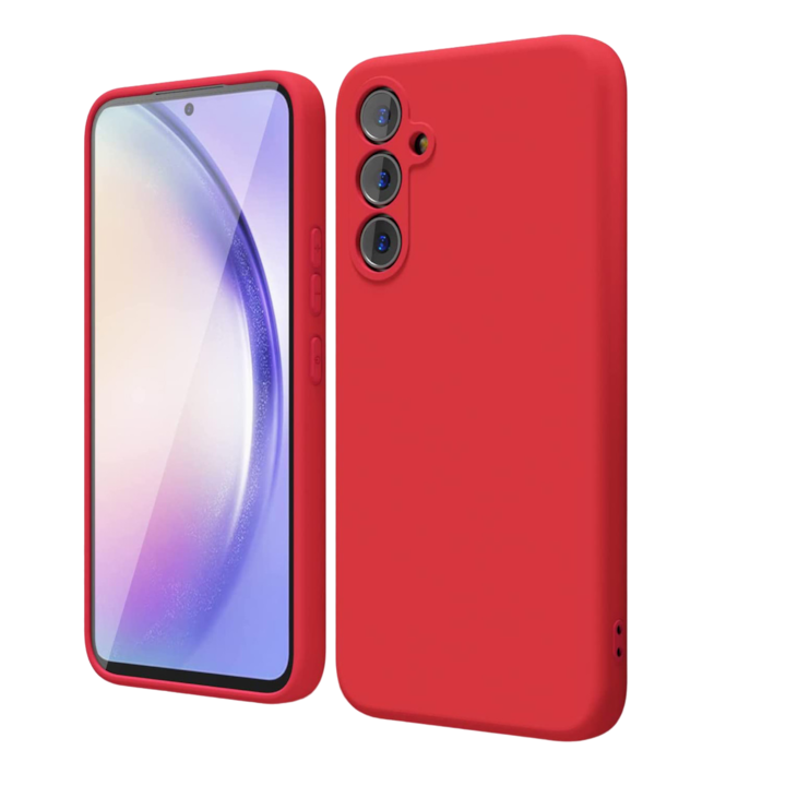 Силиконов мек калъф за Samsung A54 5G, ултра тънък, повишена защита, вътрешност от микрофибър, червен