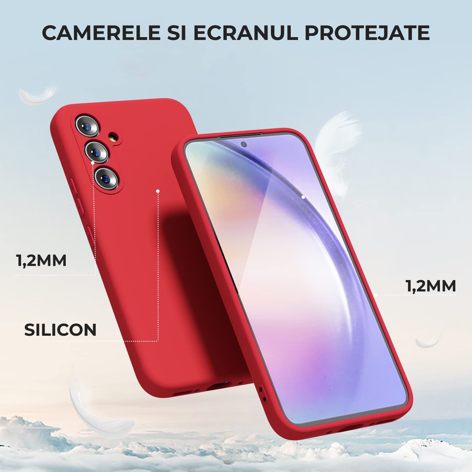 Husa Premium Silicon Soft pentru Samsung A54 5G, Ultra Slim, Protectie sporita, Interior de microfibra, Rosu