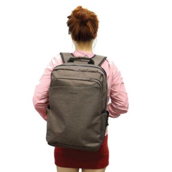 Rucsac laptop 17" casual pentru calatorii, impermeabil, cu buzunar antifurt, Tigernu, 47x30x18 cm, Maro