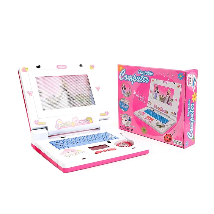 Laptop Interactiv De Jucarie Pentru Copii, Alb/Roz