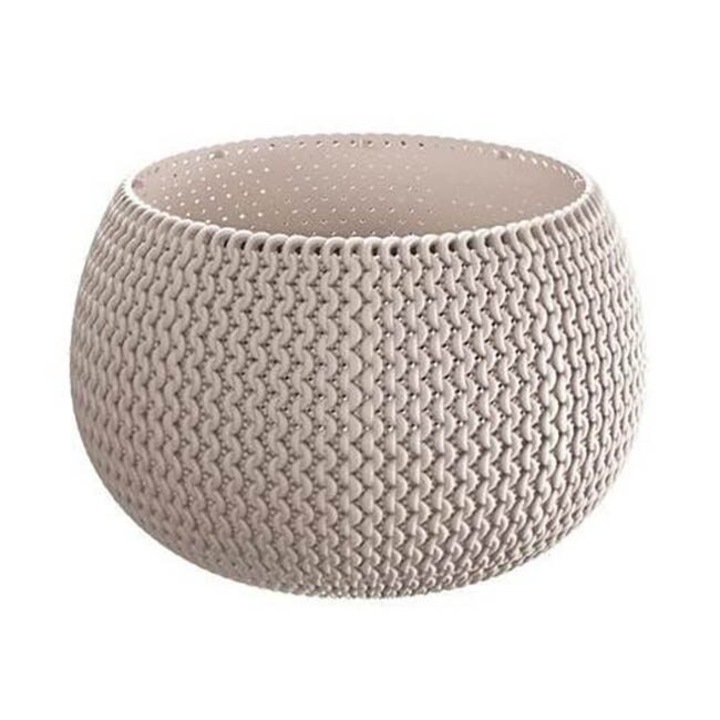 Ghiveci decorativ de flori, Prosperplast, Splofy, rotund, cafeniu, 29x19.5 cm