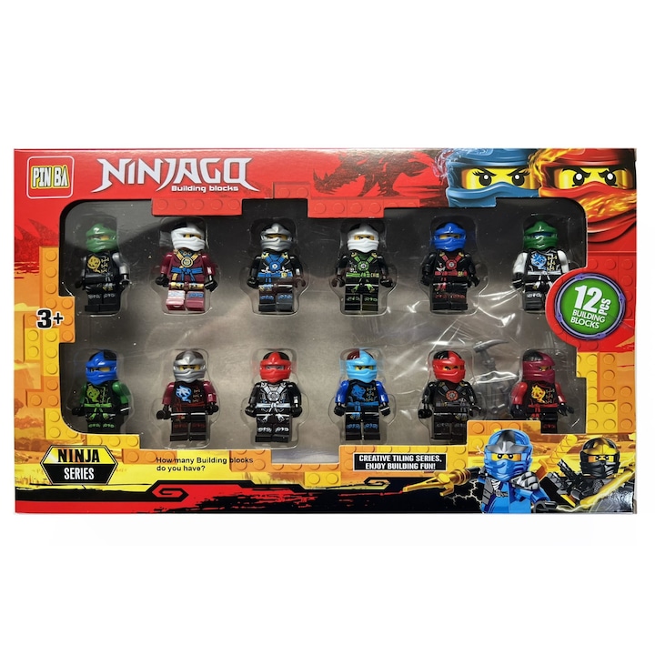 12 db Lego Ninjago figurából álló készlet, Többszínű, 5 cm