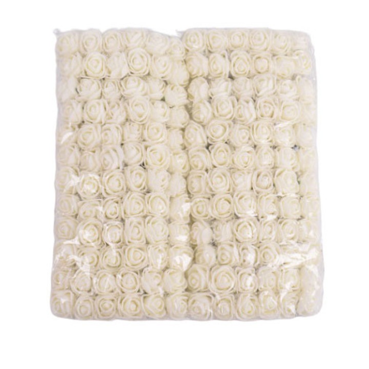Trandafiri de spuma cu tul, de 2 cm, 144/set, Crem