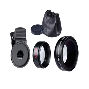 Kit lentile 2 in 1, SIHOiSi, obiectiv cu unghi larg 0,45x, obiectiv macro 15x, universal pentru smartphone-uri iPhone Android, negru